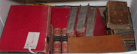 Collection of leather-bound books, inc poetry, literature etc, & 2 illus vols